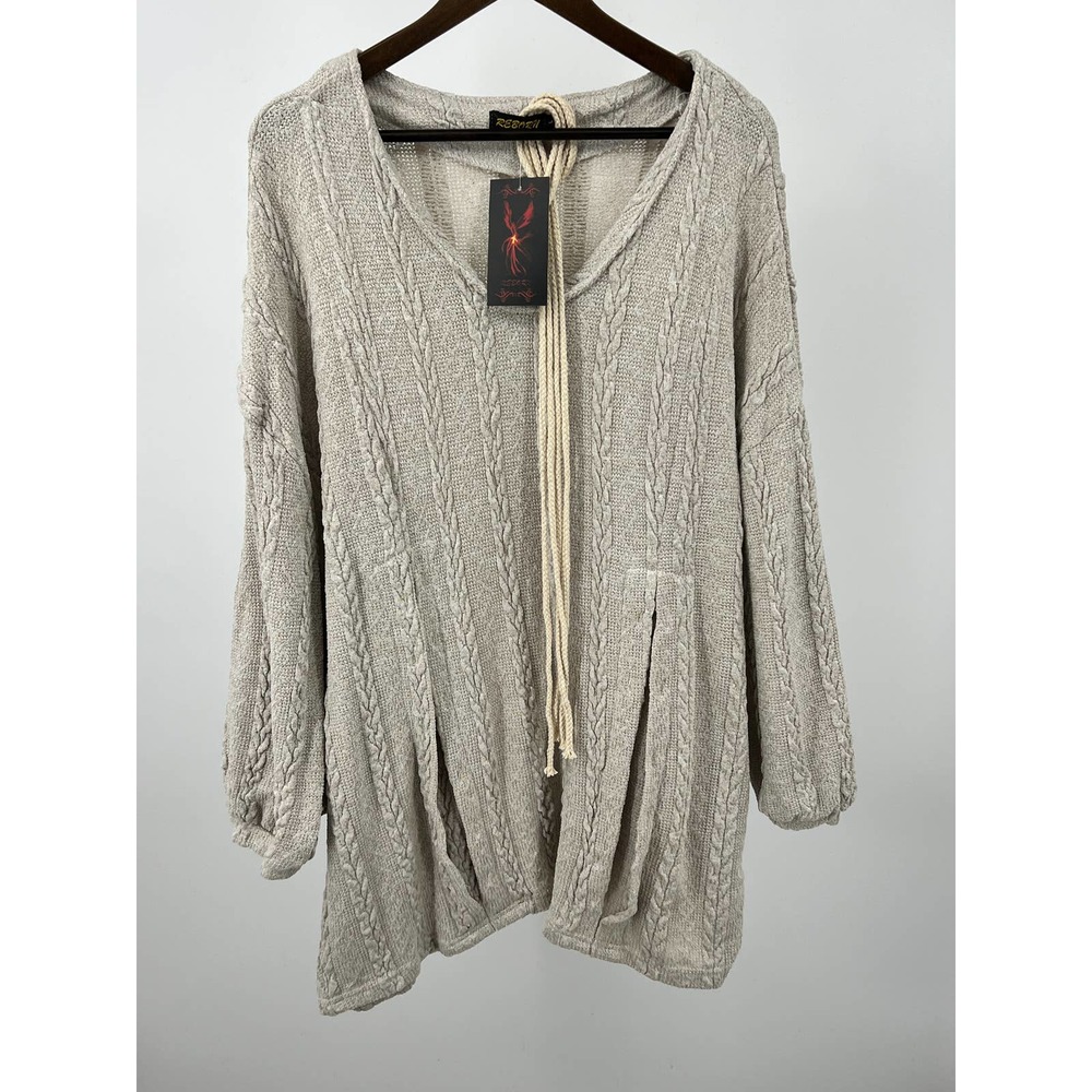 Reborn Pullover Sweater Cream Knit Top New With Tags Women's Size Large